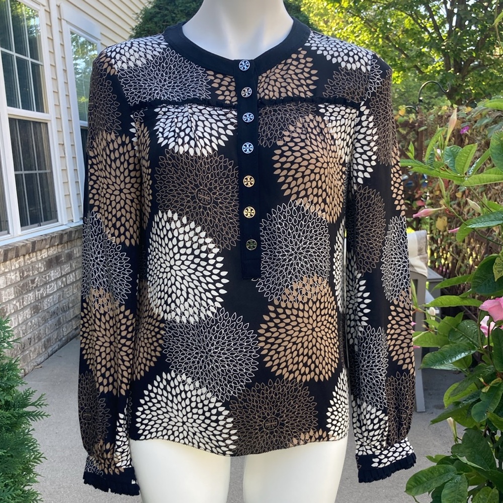 🐲💙 Tory Burch Floral Print Silk Blouse